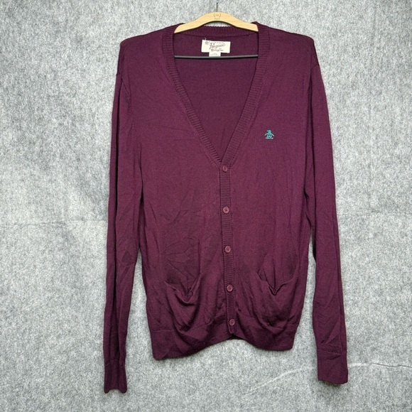 Original Penguin by Musingwear Men's Merino Wool‎ Cardigan- Sz L - Picture 1 of 6